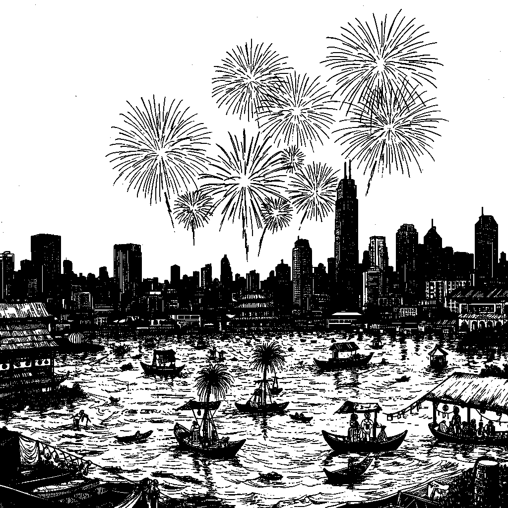 Chinese new year fireworks • Climate change accelerates floods.